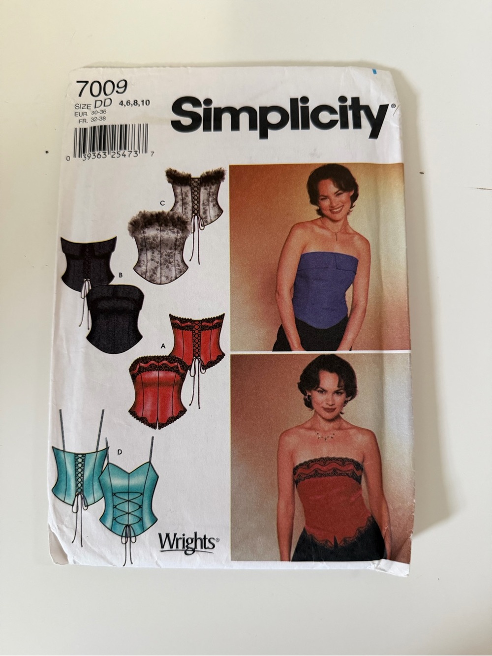 Simplicity Sewing Pattern 7009 Corset Tops - Sizes 4, 6, 8, 10 Y2K Bustier